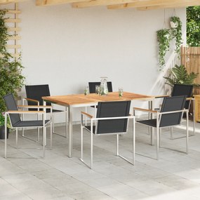 vidaXL Σετ Τραπεζαρίας Κήπου 7 Κομμάτια Μασίφ Ξύλο Τεάκ