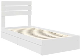 vidaXL Κρεβάτι Αποθήκης Λευκό 90 x 190 cm Επεξεργασμένο ξύλο