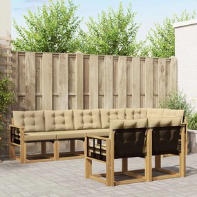 vidaXL Σειρά Καναπέ Εξωτερικού με μαξιλάρι 8 pcs Λευκό και Μπεζ