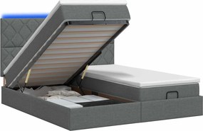 vidaXL Κρεβάτι Ottoman με Στρώμα και LED Σκούρο Γκρι 180 x 200 cm