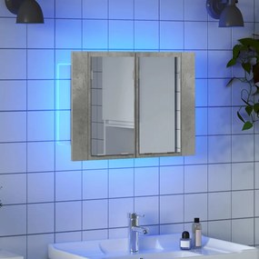 vidaXL Ντουλάπι Μπάνιου με Καθρέφτη και LED Γκρι Σκυροδέμ. Ακρυλικός