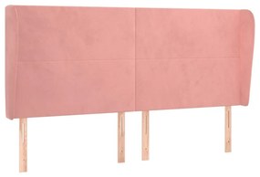 Κεφαλάρι με Πτερύγια Ροζ 163x23x118/128 εκ. Βελούδινο - Ροζ