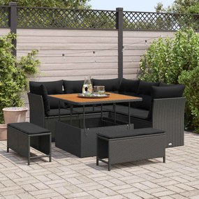 vidaXL Σετ Καναπέ Κήπου 8 pcs Μαύρο συνθετικό ρατάν