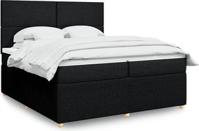 vidaXL Κρεβάτι Boxspring με Στρώμα Μαύρο 200x200 εκ. Υφασμάτινο