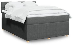 Κρεβάτι Boxspring με Στρώμα Σκούρο Γκρι 140x200 εκ Υφασμάτινο - Γκρι