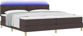 vidaXL LED Κρεβάτι με βάθρο Σκούρο Καφέ 200 x 200 cm ύφασμα