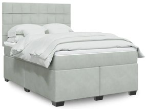 vidaXL Κρεβάτι Boxspring με Στρώμα Ανοιχτό Γκρι 140x200 εκ. Βελούδινο