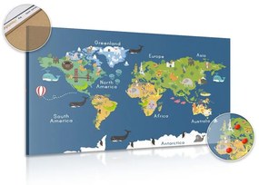 Εικόνα στον παγκόσμιο χάρτη φελλού για παιδιά - 120x80  peg