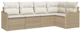 vidaXL Σετ Καναπέ Κήπου Μπεζ συνθετικό ρατάν