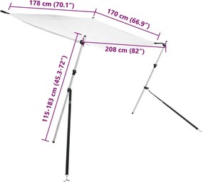 vidaXL Επέκταση Σκιάστρου Σχήμα Τ Λευκή 170x208x(115-183) εκ.