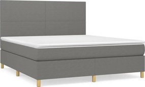 vidaXL Κρεβάτι Boxspring με Στρώμα Σκούρο Γκρι 180x200 εκ Υφασμάτιν