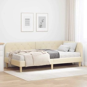vidaXL Κρεβάτι Γωνίας Κρεμ 90 x 190 cm ύφασμα