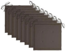 vidaXL Καρέκλες Κήπου Πτυσσόμενες 8 τεμ. Μασίφ Ξύλο Teak με Μαξιλάρια