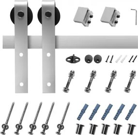 VEVOR 6FT Sliding Barn Door Hardware Kit for Single Sliding Barn Door Silver