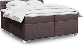 vidaXL Κρεβάτι Boxspring με Στρώμα Σκούρο Καφέ 200x200 εκ. Υφασμάτινο