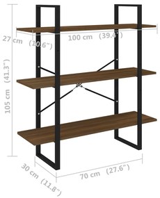 Βιβλιοθήκη Καφέ Δρυς 100 x 30 x 105 εκ. από Επεξεργασμένο Ξύλο - Καφέ