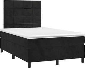 vidaXL Κρεβάτι Boxspring με Στρώμα &amp; LED Μαύρο 120x190 εκ. Βελούδινο