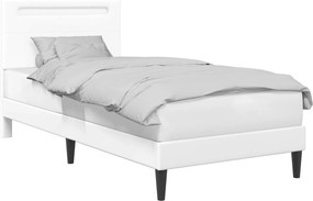 vidaXL Σκελετός Κρεβατιού με κεφαλάρι Λευκό 90 x 190 cm Τεχνητό Δέρμα