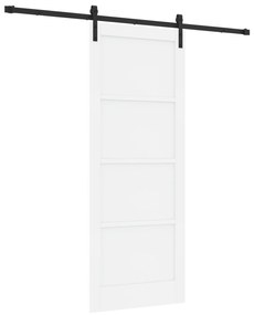 vidaXL Συρόμενη Θύρα με Σετ Υλικών Λευκή 83x211 cm Συμπαγές Ξύλο Πεύκου