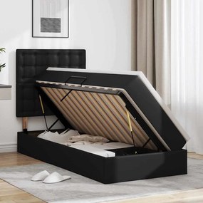 vidaXL Κρεβάτι Αποθήκης με κεφαλάρι Μαύρο 100 x 200 cm Τεχνητό Δέρμα