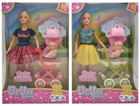 Κούκλα Με Καρότσι Και Μωρό Σε Κουτί 20x6x32εκ. Toy Markt 72-2058