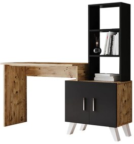 Γραφείο-ραφιέρα Kairo μαύρο-oak 150x45x138εκ 150x45x138 εκ.