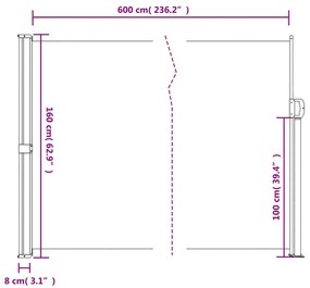 Σκίαστρο Πλαϊνό Συρόμενο Μπλε 160 x 600 εκ. - Μπλε