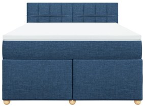 vidaXL Κρεβάτι Boxspring με Στρώμα Μπλε 160x200 εκ. Υφασμάτινο