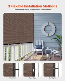 VEVOR 90% Sun Shade Cloth Privacy Screen 8 x 12 ft for Patio Garden (Brown)