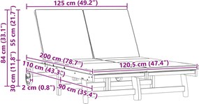 vidaXL Ξαπλώστρα Στερεό Ξύλο Ακακίας Καφέ
