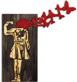 Διακοσμητικό Τοίχου Banksy Με Βρύο 899SKL2663 62x70cm Brown-Red Wallity Μέταλλο,Ξύλο