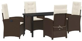 vidaXL Σέτ φαγητού για κήπο 5 pcs Καφέ συνθετικό ρατάν