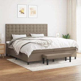 Κρεβάτι Boxspring με Στρώμα Taupe 200x200 εκ. Υφασμάτινο