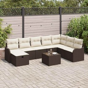 vidaXL Σετ Καναπέ Κήπου 9 pcs Καφέ και κρεμ 287,5 x 177,5 x 85 εκ.