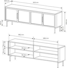 Έπιπλο τηλεόρασης Luminus-Kafe - 181.30Χ39.30Χ61.60cm