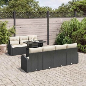 vidaXL Σετ Καναπέ Κήπου με μαξιλάρι 8 pcs Μαύρο Πολυ ράταν
