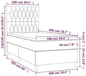 vidaXL Κρεβάτι Boxspring με Στρώμα Taupe 100 x 200 εκ. Υφασμάτινο