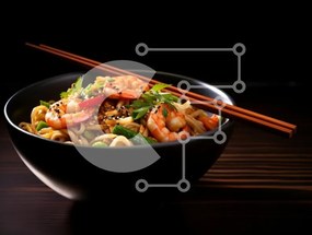 Intra Συλλεκτικό Ξύλινο Παζλ Plywood  4mm - Noodles γαρίδας σε μαύρο μπολ Σε Ξύλινο Κουτί - Διαστάσεις: 10x10 cm – 25 κομμάτια