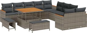 vidaXL Σετ Καναπέ Κήπου 13 pcs Γκρι συνθετικό ρατάν