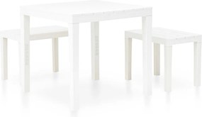 vidaXL Τραπέζι Κήπου με 2 Πάγκους Λευκό Πλαστικό