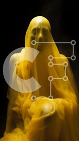 Intra Συλλεκτικό Ξύλινο Παζλ Plywood 4mm - Κίτρινη φιγούρα με ημιδιαφανές ύφασμα και πέπλο Σε Ξύλινο Κουτί - Διαστάσεις Puzzle: 10x10 cm – 25 κομμάτια