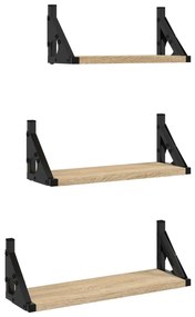 vidaXL Ράφια Τοίχου Σετ 3 Τεμαχίων Sonoma Δρυς από Επεξεργασμένο Ξύλο