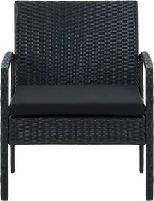 vidaXL Πολυθρόνα Κήπου Μαύρη από Συνθετικό Ρατάν με Μαξιλάρι