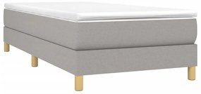 vidaXL Κρεβάτι Boxspring με Στρώμα Ανοιχτό Γκρι 100x200 εκ. Υφασμάτινο