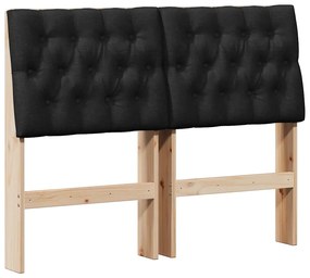 vidaXL Ταπετσαρισμένο κεφαλάρι Μαύρο 120 cm Στερεά ξυλεία πεύκου