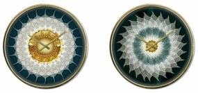 Ρολόι Τοίχου DKD Home Decor Κρυστάλλινο Χρυσό Τυρκουάζ Σίδερο Σύγχρονη (x2) (40 x 6 x 40 cm)