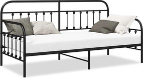 vidaXL Σκελετός κρεβατιού ημέρας Μαύρο 90 x 190 cm