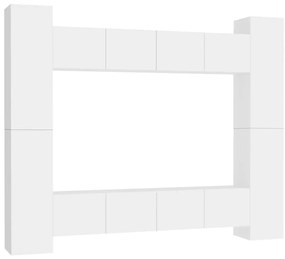 vidaXL Έπιπλα Τηλεόρασης Σετ 8 Τεμαχίων Λευκό από Επεξ. Ξύλο