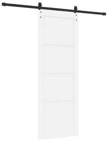 vidaXL Συρόμενη Πόρτα  με Σετ Χαρτοσήμων Λευκή 78x211 εκ. Συμπαγές Ξύλο Πεύκο
