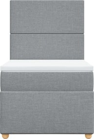 vidaXL Κρεβάτι Boxspring με Στρώμα Ανοιχτό Γκρι 90x200 εκ. Υφασμάτινο